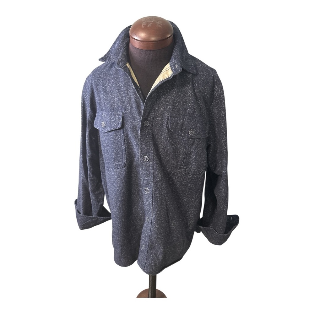 Blue Heather Soft Chamois Layering Flannel Button Up Shirt Long Sleeves Sz M